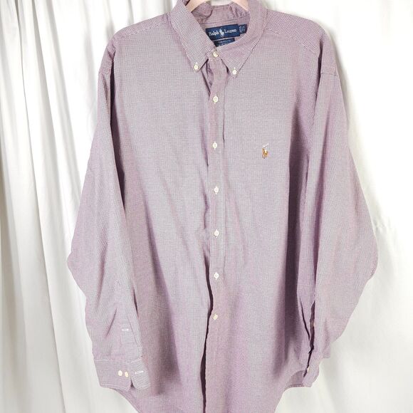 VTG Ralph Lauren Men 17.5 34/35 Red Long Sleeve Yarmouth Oxford Dress Shirt - Picture 1 of 7